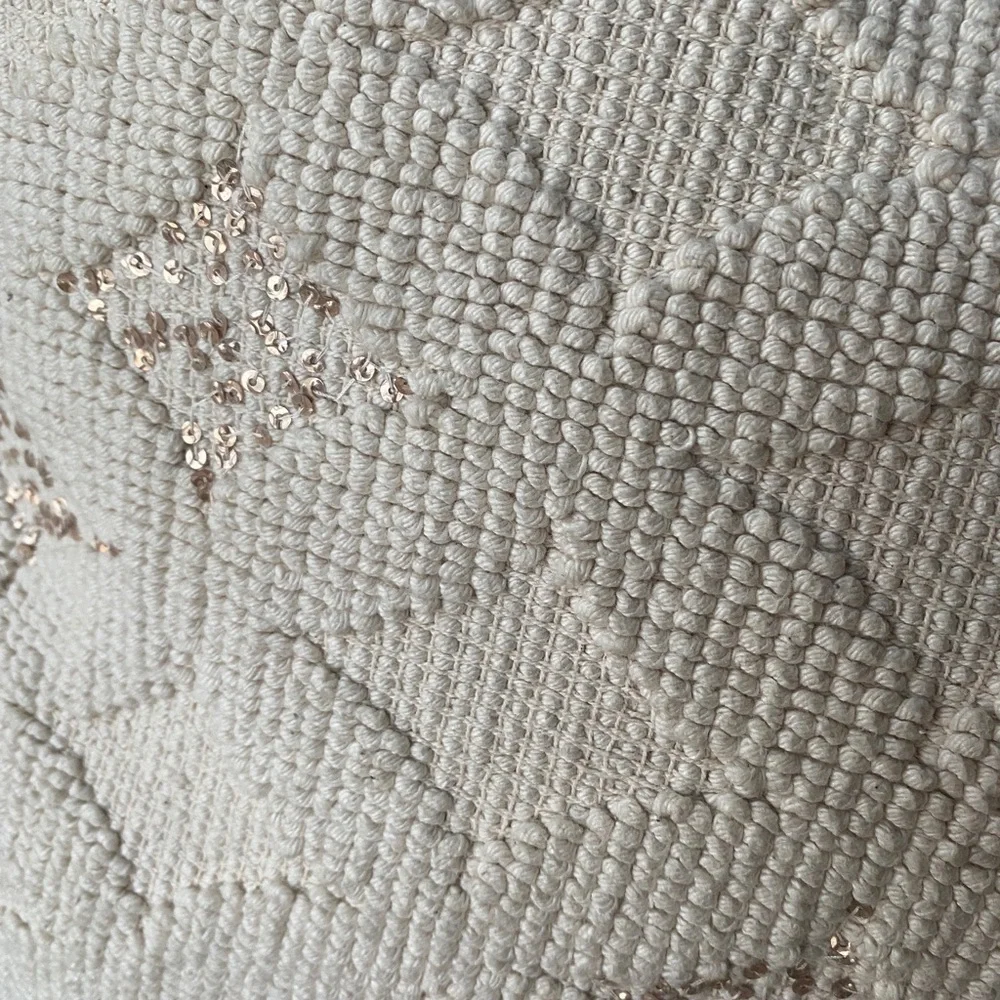 Pier 1 Festive Cream Color Diamond Design with gold color sequins